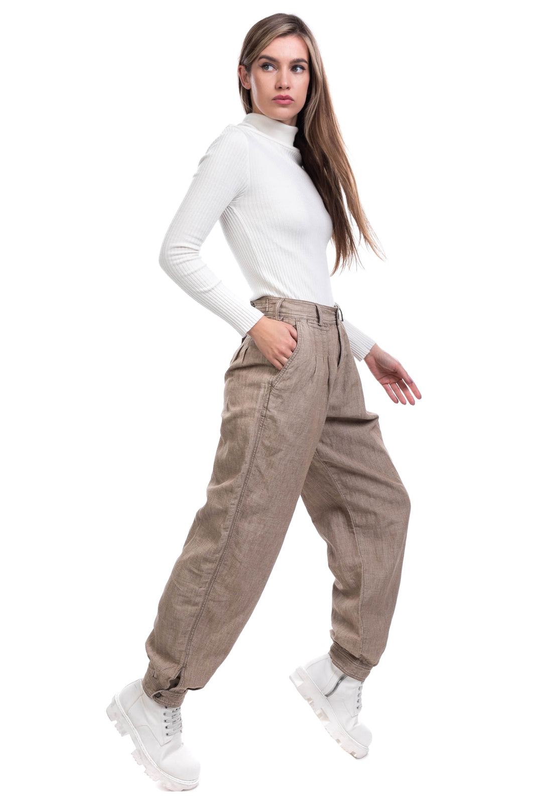 RRP €135 LA MARTINA Pleated Trousers Size 28 Linen Blend Zip Fly Buttoned Cuffs gallery main photo