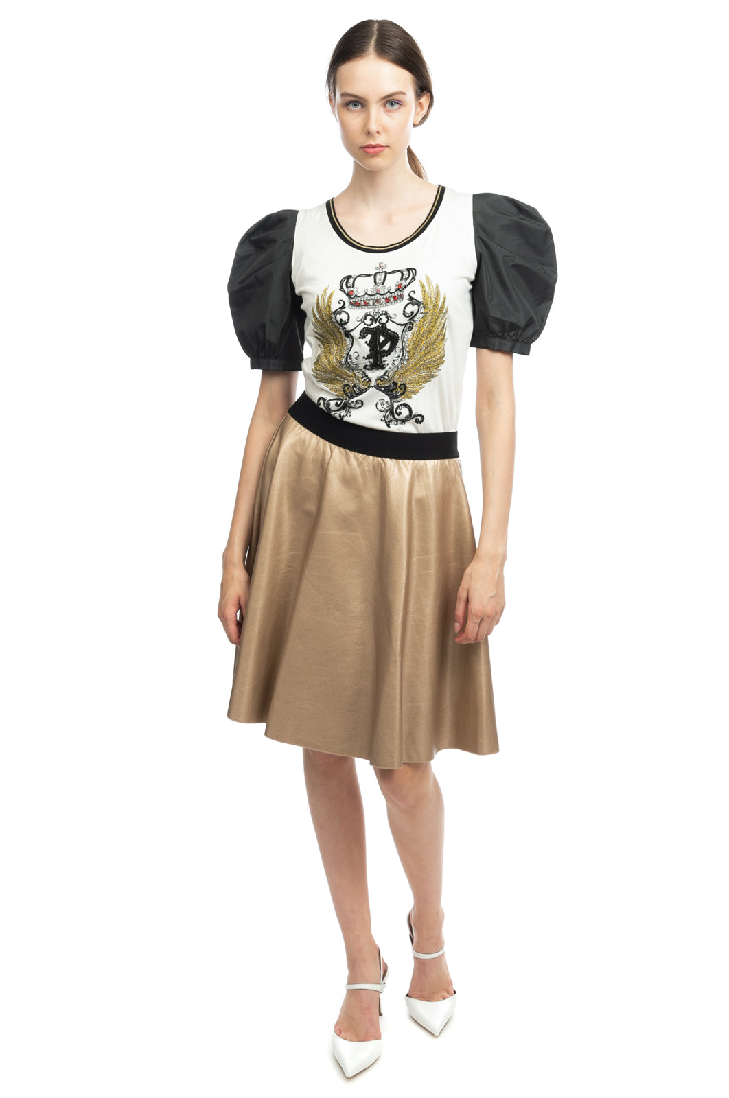 JIJIL Flare Skirt Size IT 44 / M PU Leather Unlined Elasticated Waist Zip Side gallery main photo
