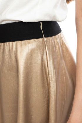 JIJIL Flare Skirt Size IT 44 / M PU Leather Unlined Elasticated Waist Zip Side gallery photo number 5