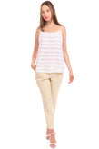 GRAN SASSO Cami Top Size IT 46 / L Textured Stripes White Made in Italy gallery photo number 1