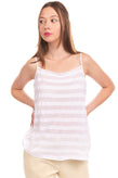 GRAN SASSO Cami Top Size IT 46 / L Textured Stripes White Made in Italy gallery photo number 2