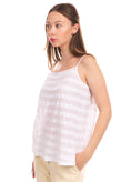 GRAN SASSO Cami Top Size IT 46 / L Textured Stripes White Made in Italy gallery photo number 3