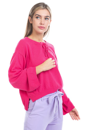 VICOLO Jumper One Size Pink Cashmere Wool Angora Blend Thin Knit Made in Italy gallery photo number 1