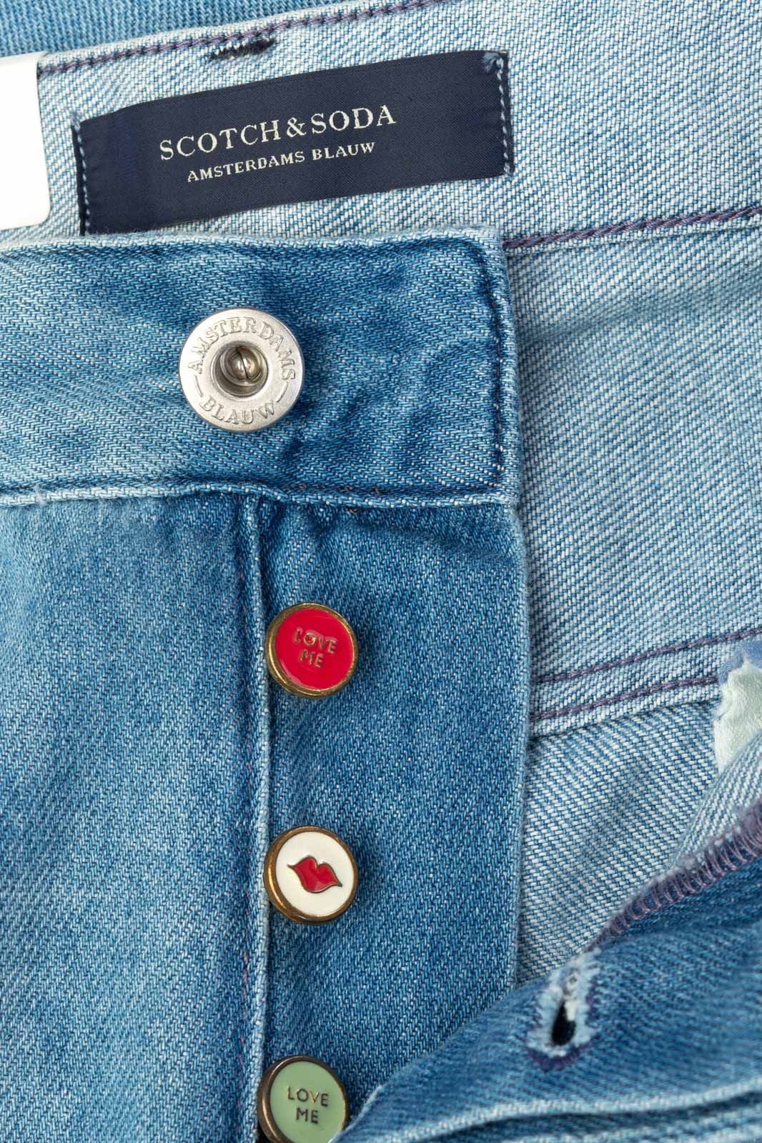 SCOTCH & SODA BLAUW Jeans W27 L32 Distressed Faded Button Fl –POPPRI Online Fashion Auctions