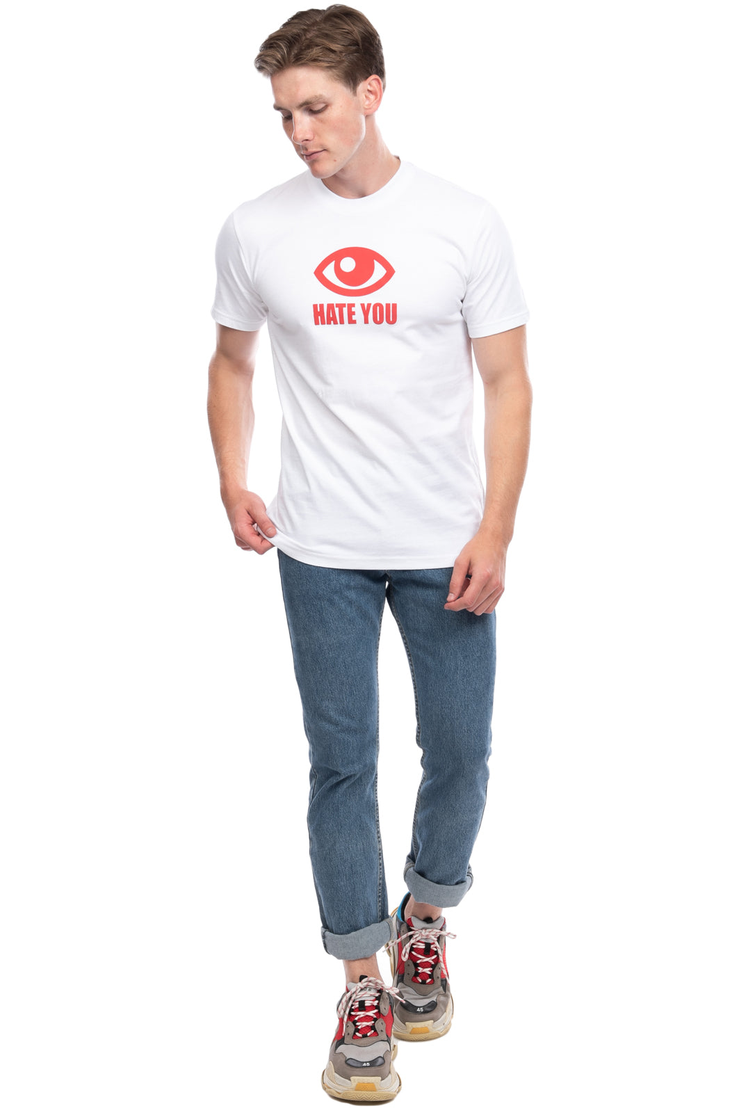CHINATOWN MARKET T-Shirt Top Size M Coated Eye & HATE YOU Short Sleeve Crew Neck gallery main photo