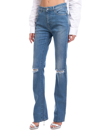 RRP €125 HAIKURE Jeans W27 L32 Stretch Busted Knees Faded Bootcut Made in Italy gallery photo number 3