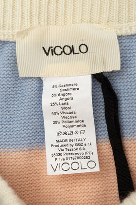 VICOLO Knitted Skirt One Size Cashmere Angora & Wool Blend Striped Made in Italy gallery photo number 5