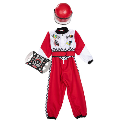 MELISSA & DOUG Race Car Driver Costume Size 3-6Y Check Pattern Patches