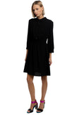 8 Crepe Shirt Dress Size 42 / M Black Elasticated Waist 3/4 Sleeve Made in Italy gallery photo number 3
