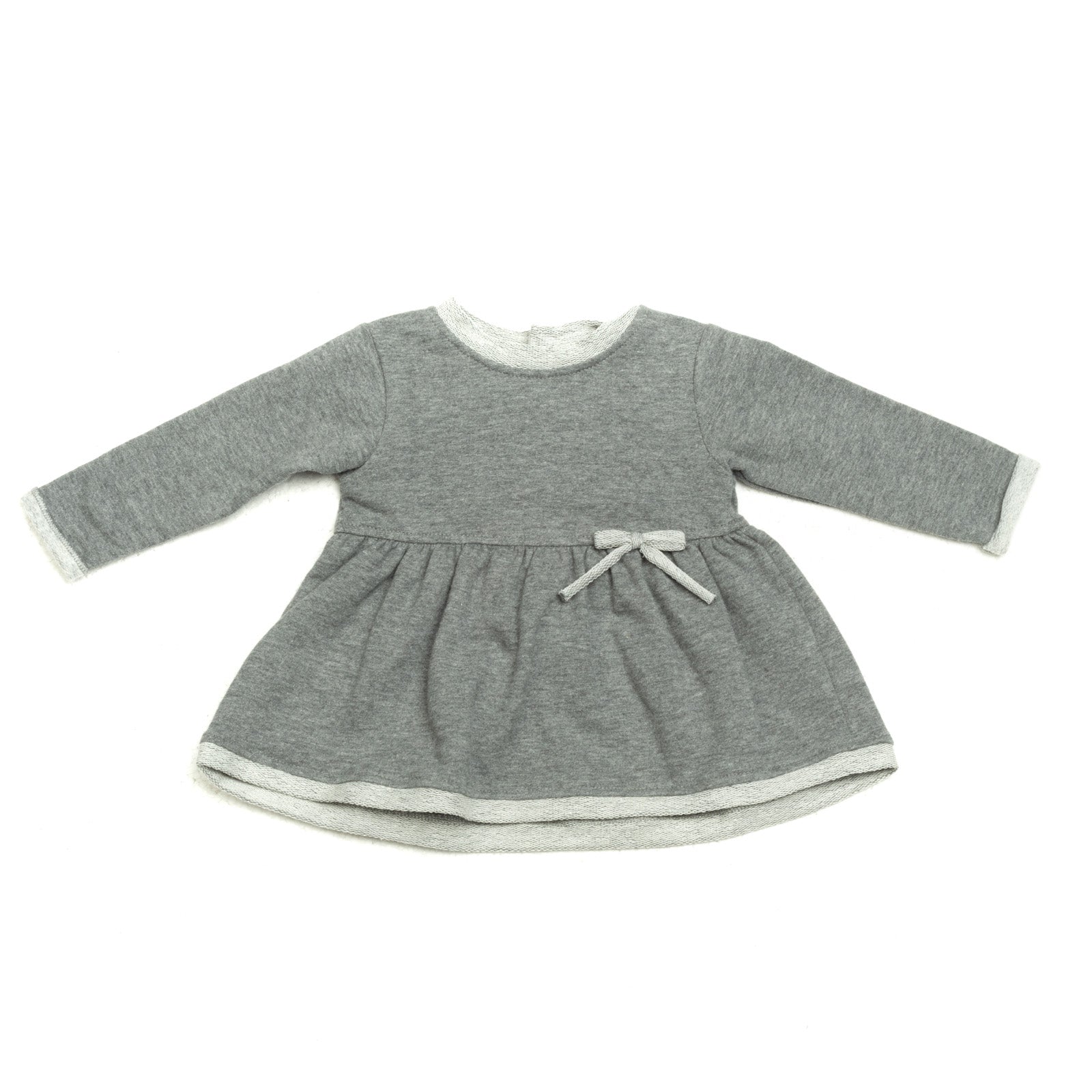 ALETTA Sweat Dress Size 1M Bow Detail Button Back Round Neck Made in Italy gallery main photo