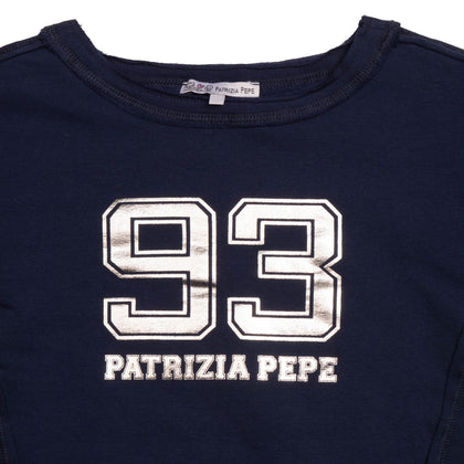 PATRIZIA PEPE Sweatshirt Size 4Y Coated Metallic Front Raw Edges Turn-Up Cuffs gallery photo number 3