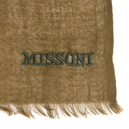 RRP€360 MISSONI Wool Shawl / Wrap Scarf Geometric Embroidered Logo Made in Italy gallery photo number 3