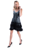 RRP €1080 ALBERTA FERRETTI Silk A-Line Dress Size IT 40 / S Tulle Overlay Tiered gallery photo number 1