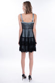 RRP €1080 ALBERTA FERRETTI Silk A-Line Dress Size IT 40 / S Tulle Overlay Tiered gallery photo number 5