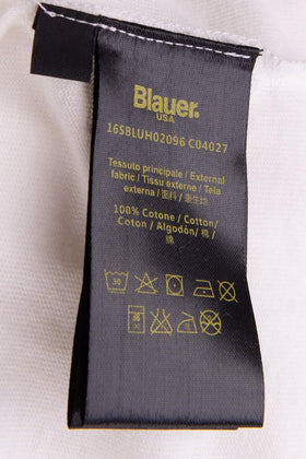 BLAUER T-Shirt Top Size L Chest Pocket Embroidered Logo Short Sleeve V Neck gallery photo number 7