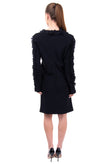 RRP €1200 GENNY Sheath Dress Size IT 44 / M Black Ruffle V-Neck Made in Italy gallery photo number 6