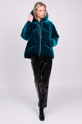 SEVENTY SERGIO TEGON 10 Down Velour Puffer Jacket Size IT 40 / S Hooded RRP €635 gallery photo number 2