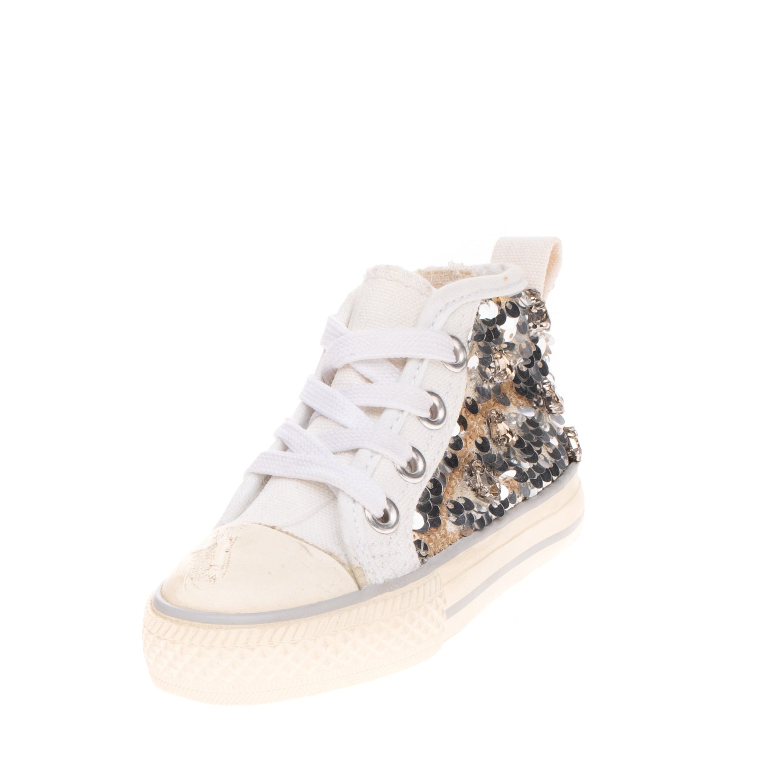 RRP €115 TWINSET Canvas Sneakers Size 20 UK 4 US 5 High Top Sequin Rhinestones gallery main photo