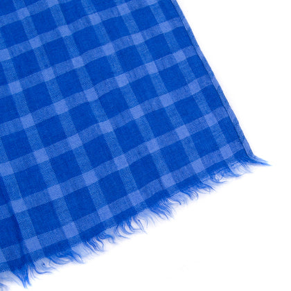 RRP €60 HACKETT Linen Long Shawl/Wrap Scarf Gingham Pattern Frayed Edges gallery photo number 5