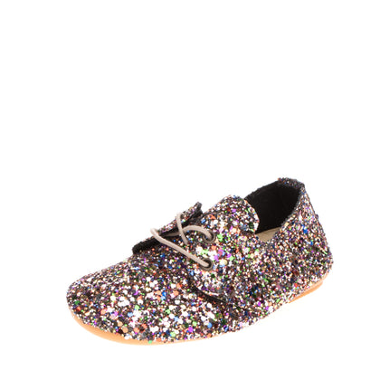 ANNIEL Kids Lace Up Flat Shoes EU 28 UK 10 US 11 Glitter Round Toe Made in Italy gallery photo number 1