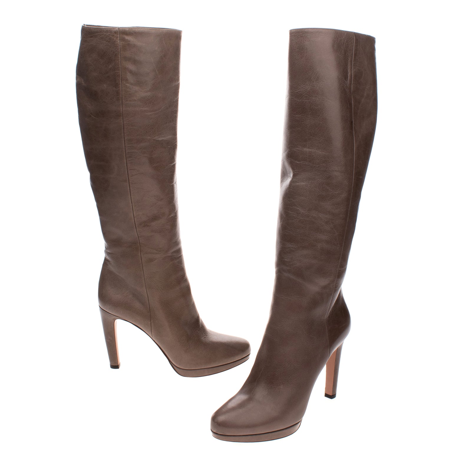 RRP €1260 PRADA Leather Knee High Boots EU 39 UK 6 US 9 Crumpled Made in Italy gallery main photo