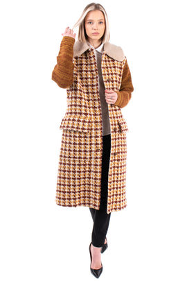 RRP €955 M MISSONI Tweed Coat Size IT 40 S Wool Blend Knitted Sleeve Sherpa Trim