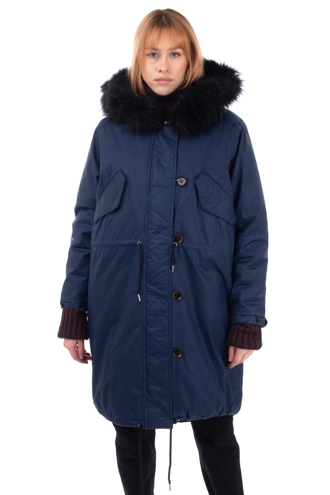 RRP €200 5PREVIEW Parka Coat Size M Padded Hooded Faux Fur Trim gallery main photo