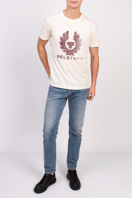 BELSTAFF COTELAND T-Shirt Top US-UK38 IT48 M Worn Look Printed Front Crew Neck