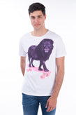 ARMANI EXCHANGE x PAUL FUENTES T-Shirt Top Size L Lion Skate Print Crew Neck gallery photo number 3