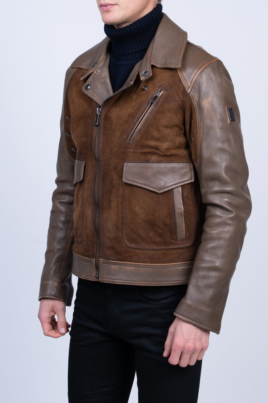 BELSTAFF CHARLIE Suede Leather Biker Jacket US-UK38 IT48 M RRP