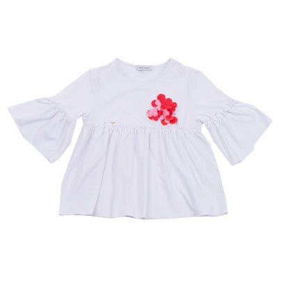RRP€130 I PINCO PALLINO Top Size 10Y Raw Edges Flower Patches Gathered Crew Neck