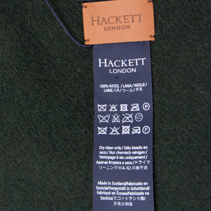 HACKETT Wool Stole Scarf Dark Green Fringe Edges gallery photo number 4