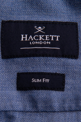 RRP €115 HACKETT Shirt Size XL Herringbone Cross Button Down Collar Slim Fit gallery photo number 9
