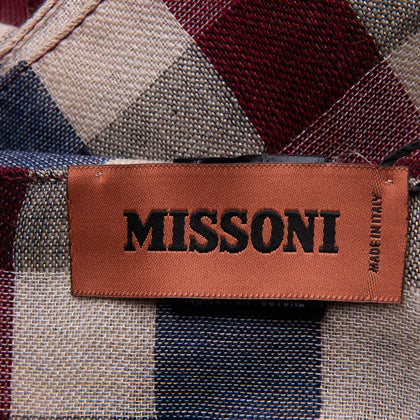 RRP €250 MISSONI Long Shawl/Wrap Scarf Wool Blend Gingham Logo Made in Italy gallery photo number 6