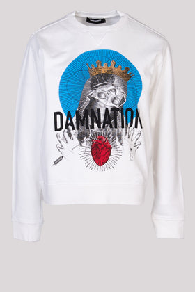 RRP €285 DSQUARED2 Pullover Sweatshirt Size L DAMNATION Print Made in Portugal gallery photo number 1