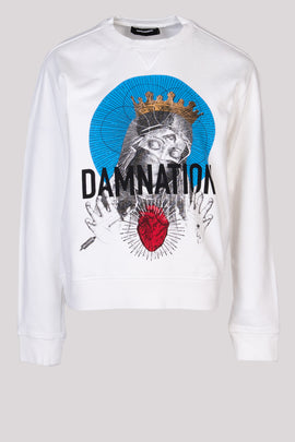 RRP €285 DSQUARED2 Pullover Sweatshirt Size S DAMNATION Print Made in Portugal