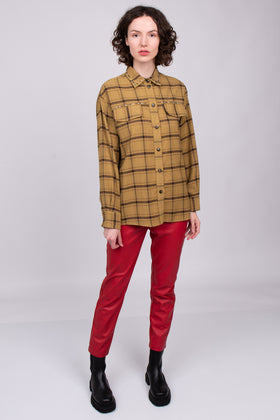 RRP€295 PINKO 21AW Shirt Jacket US8 IT44 L Wool Blend Studded Plaid CIMAROSA gallery photo number 2