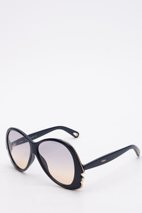 RRP€400 CHLOE Oversized Butterfly Sunglasses Rippled Frame Gradient Lenses gallery photo number 1