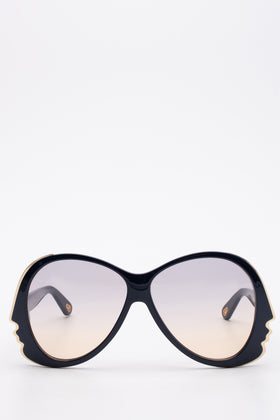 RRP€400 CHLOE Oversized Butterfly Sunglasses Rippled Frame Gradient Lenses gallery photo number 2