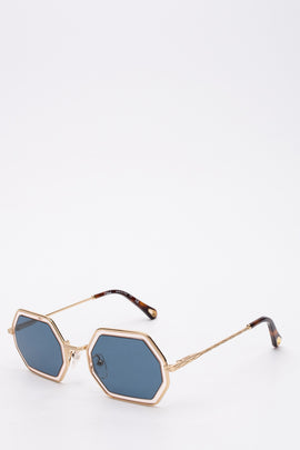 RRP€380 CHLOE Geometric Sunglasses Partly Clear Frame Lightly Mirrored Lenses