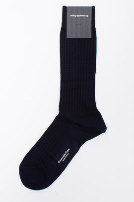 RRP €33 ZEGNA Mid Calf Socks One Size Dark Blue Textured Made in Italy
