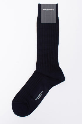 RRP €33 ZEGNA Mid Calf Socks One Size Dark Blue Textured Made in Italy gallery photo number 1