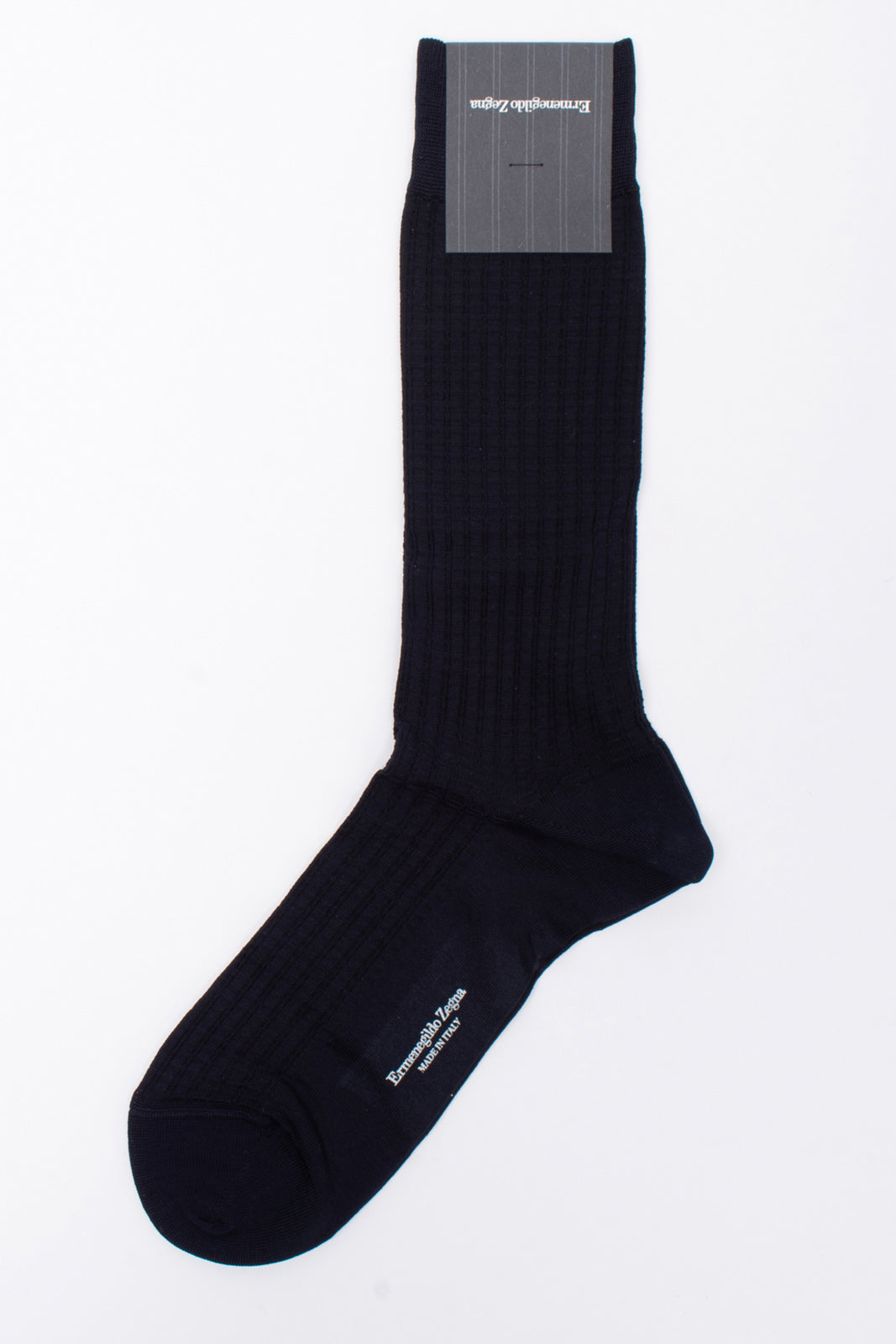 RRP €33 ZEGNA Mid Calf Socks One Size Dark Blue Textured Made in Italy gallery main photo