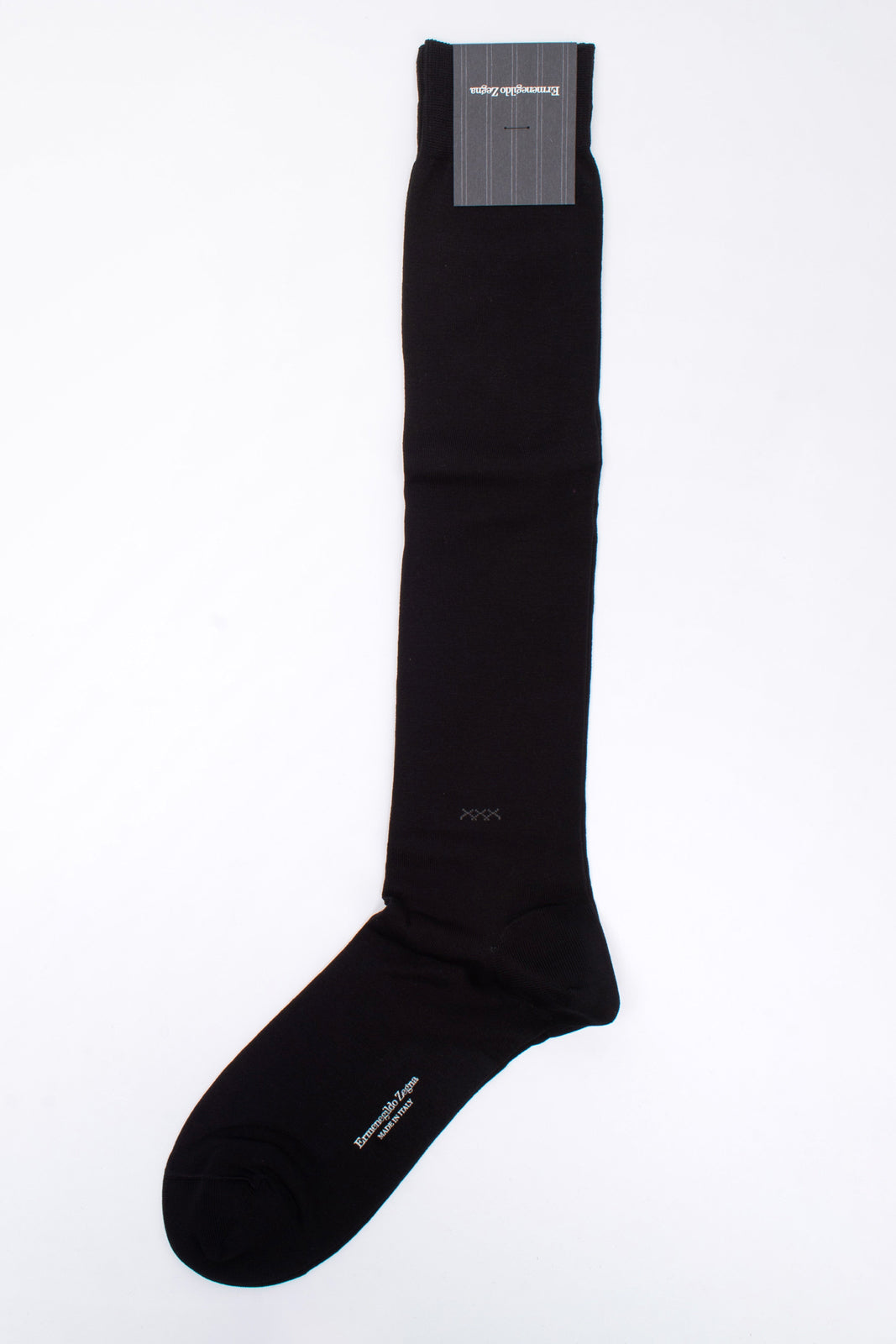 RRP€34 ZEGNA Knee Socks One Size Black Triple X Coated Logo Made in Italy gallery main photo