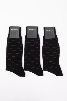 RRP€87 ZEGNA 3 PACK Mid Calf Socks One Size Iconic Triple X Mercerised Cotton