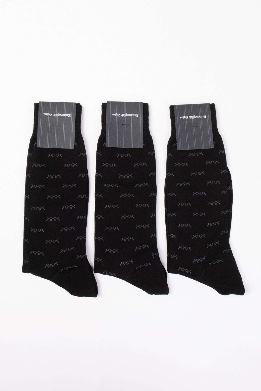 RRP€87 ZEGNA 3 PACK Mid Calf Socks One Size Iconic Triple X Mercerised Cotton gallery main photo