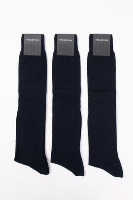 RRP €99 ZEGNA 3 PACK Knee Socks One Size New Trigon Coated Logo Made in Italy