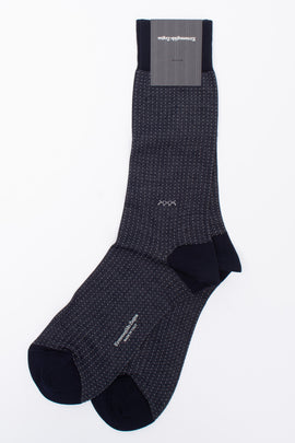RRP €29 ZEGNA Mid Calf Socks 43-46 UK9-12 US10-13 Micro Pois Mercerised Logo