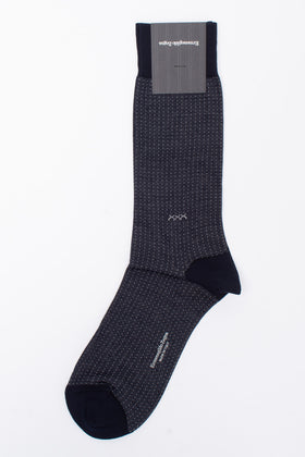 RRP €29 ZEGNA Mid Calf Socks 43-46 UK9-12 US10-13 Micro Pois Mercerised Logo gallery photo number 2