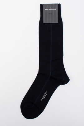 RRP €29 ZEGNA Mid Calf Socks One Size Logo Mercerised Cotton Made in Italy